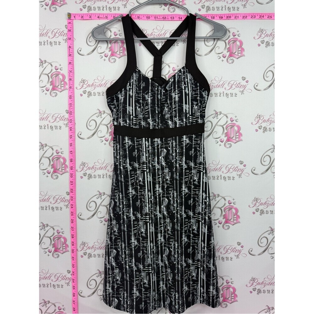 Soybu dress Black and White Patterned Cross-Back Midi Dress